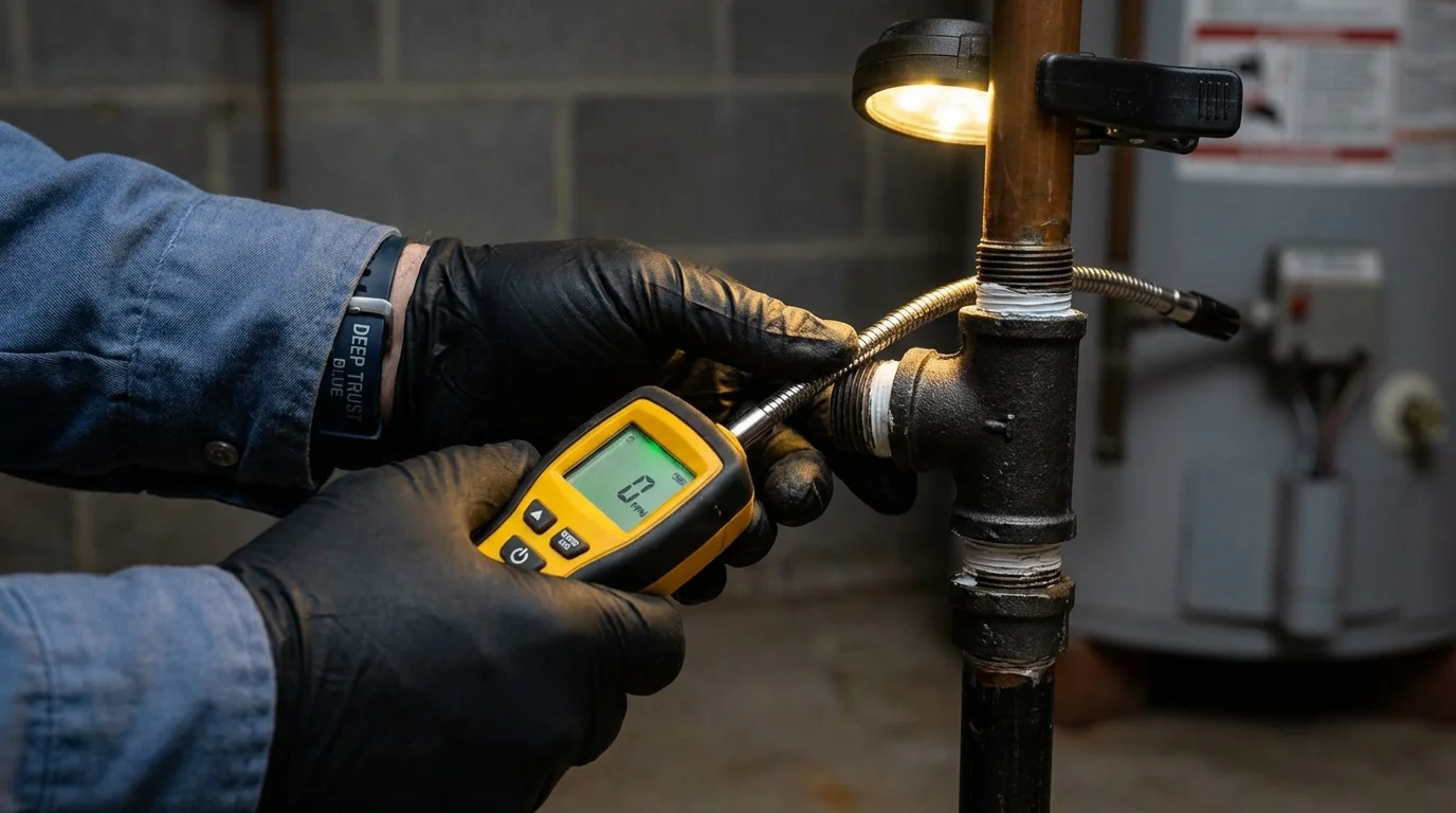 Gas leak detection with electronic sniffer by Johns Plumbing LLC in Esko