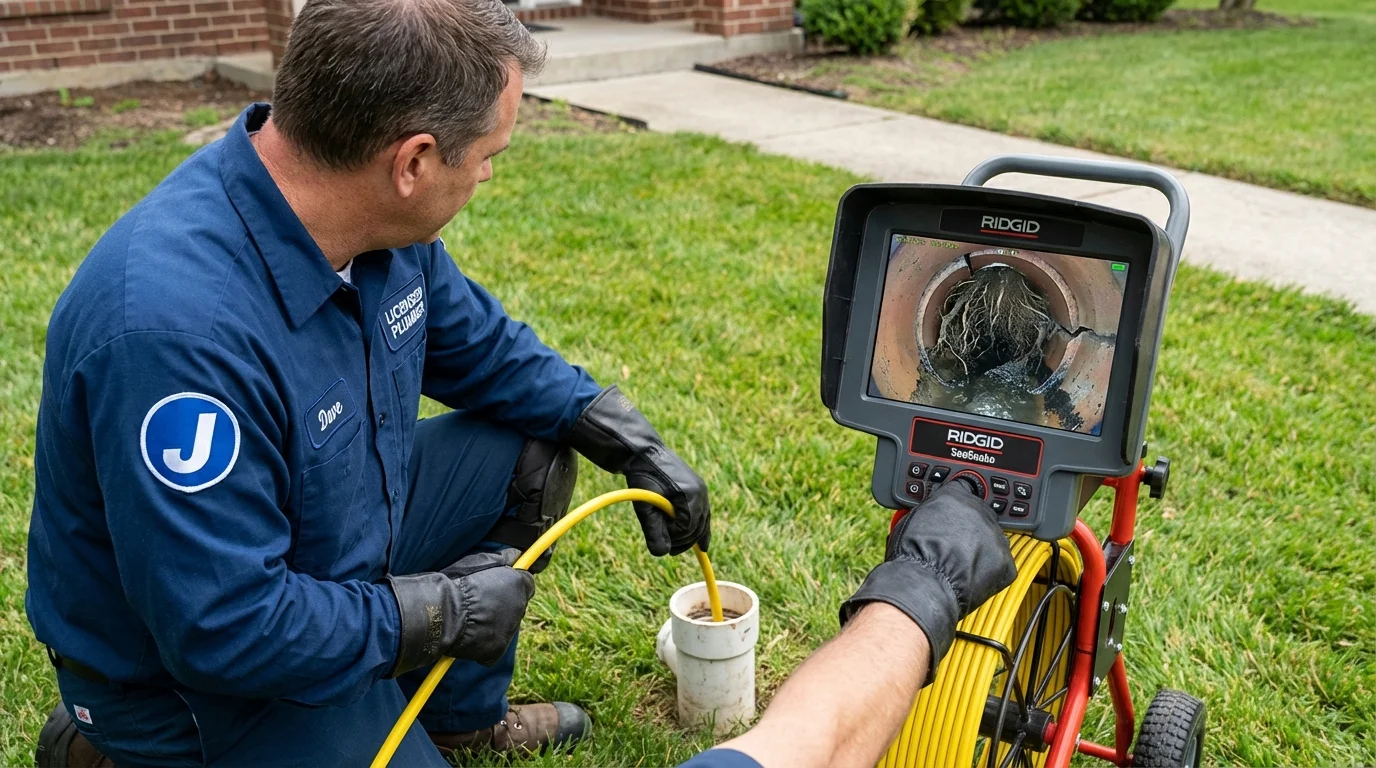 Sewer camera inspection being performed by Johns Plumbing LLC in Esko