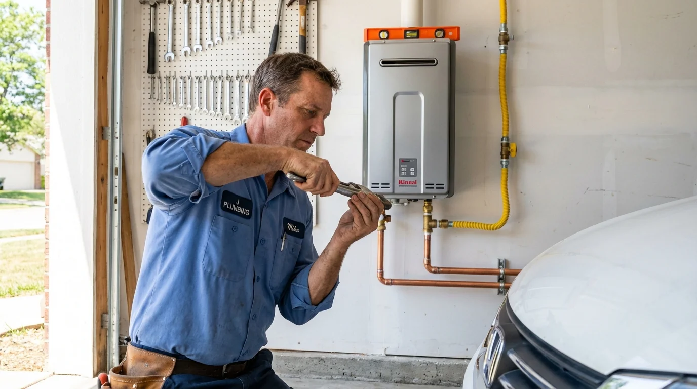 Tankless water heater installation by a Johns Plumbing LLC plumber in Esko